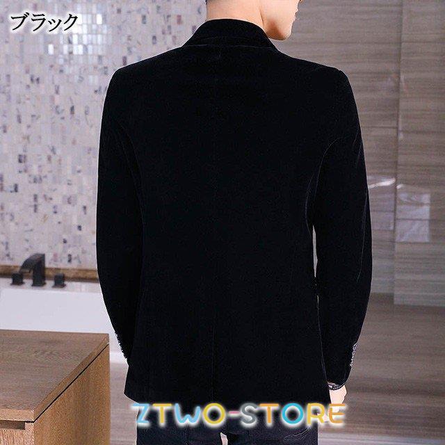 黒 テーラードジャケット メンズ ベロア ベルベット 高級 ブレザー