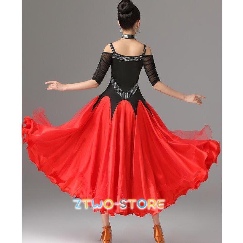 練習着 社交ダンス ドレス ワンピース 大きい裾 モダン ラテン ダンス