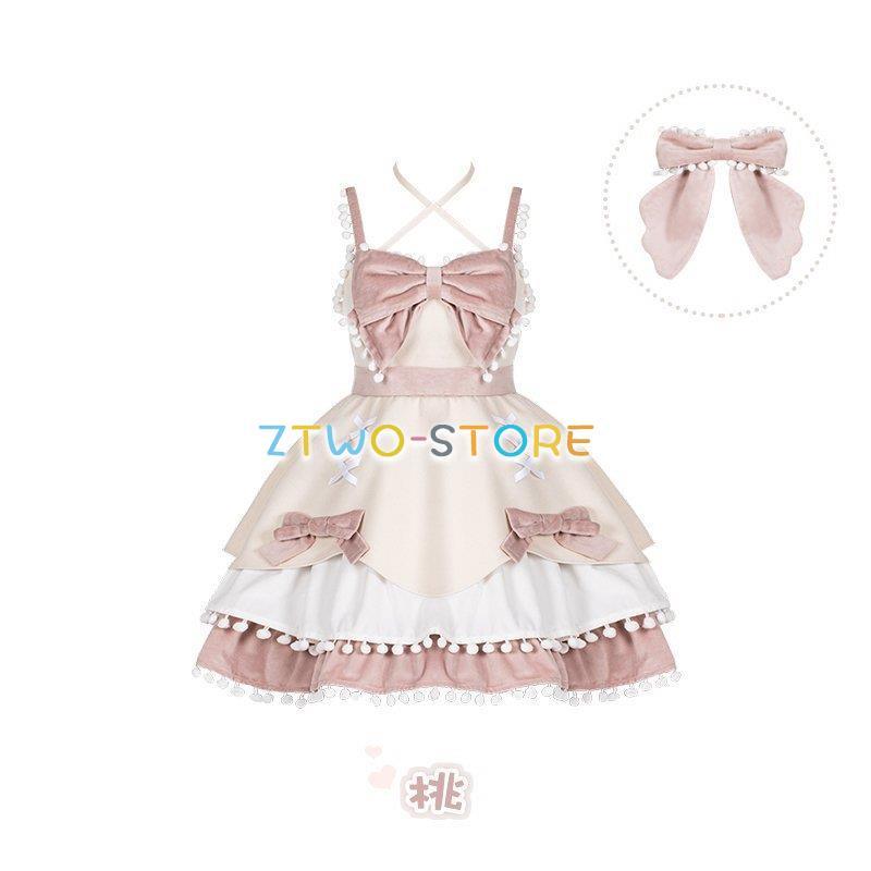 ワンピース 選べる5色 袖なし ロリータドレス JSK 蝶結び付き