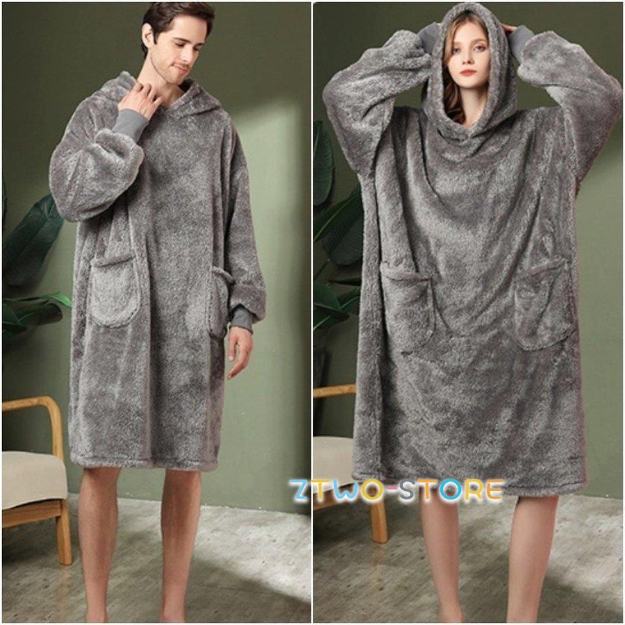 着る毛布 メンズ レディース ボア ルームウェア ロング 長袖 膝丈