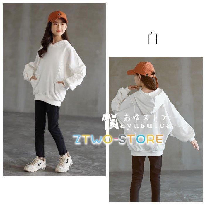 子ども服 女の子 トップス パーカー 黒 白 スウェット トレーナー 