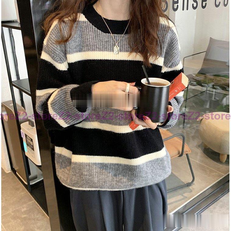 ニットトップス レディース 秋冬 40代 長袖 ニットトップス ボーダー柄セーター ショット丈ニットソー ゆったりプルオーバー 韓国風 オシャレ秋服 50.代 30代 | ブランド登録なし | 11
