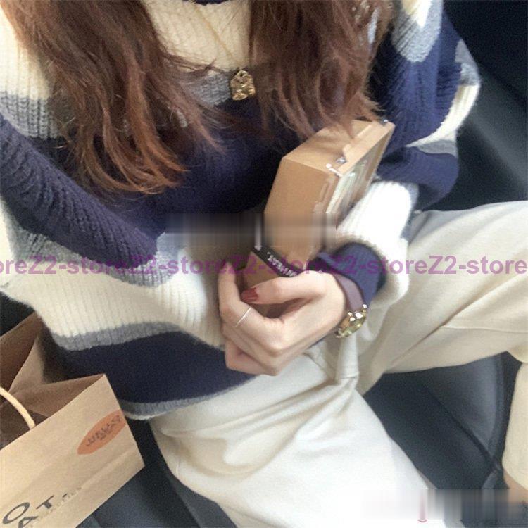 ニットトップス レディース 秋冬 40代 長袖 ニットトップス ボーダー柄セーター ショット丈ニットソー ゆったりプルオーバー 韓国風 オシャレ秋服 50.代 30代 | ブランド登録なし | 16