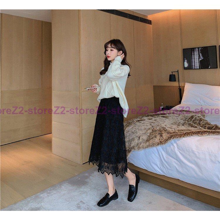 ニットスカート ロング 秋冬 レーススカート両面着れる 無地 Aライン スカート コーデ 40代 白レースニットスカート ボトムス 着痩せ 通勤 オシャレ Ztwo1026 Zhenzhi6 Z2ストア 通販 Yahoo ショッピング