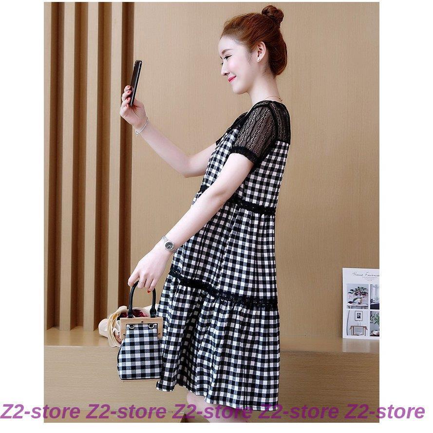 ワンピース レディース 春夏 膝丈ワンピース マタニティー服 レース チェック柄 半袖 大きいサイズ マキシ丈ワンピース 30代 40代 着痩せ ママ 可愛い 婦人服 未使用品