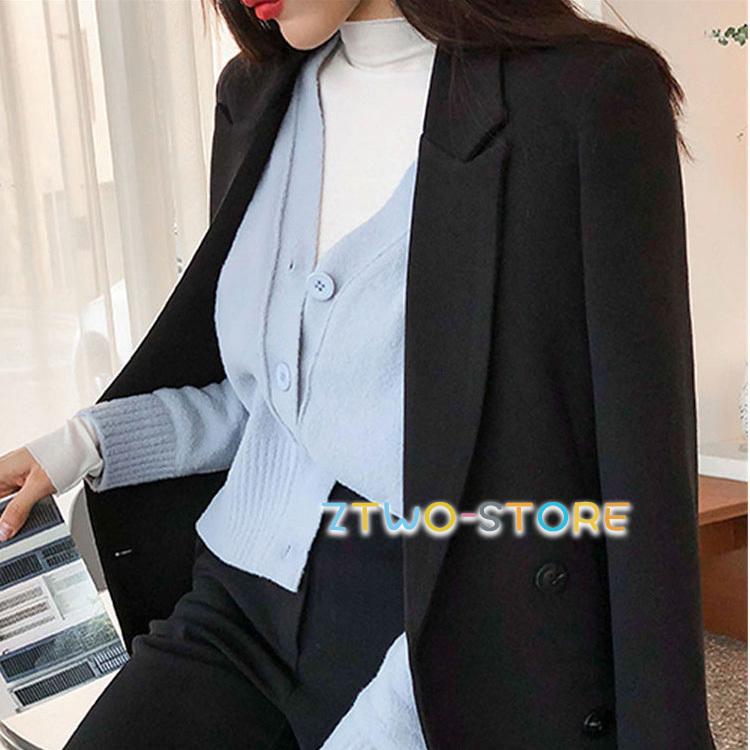 パンツスーツ レディース 2点セットパンツ黒スーツ 韓国風長袖