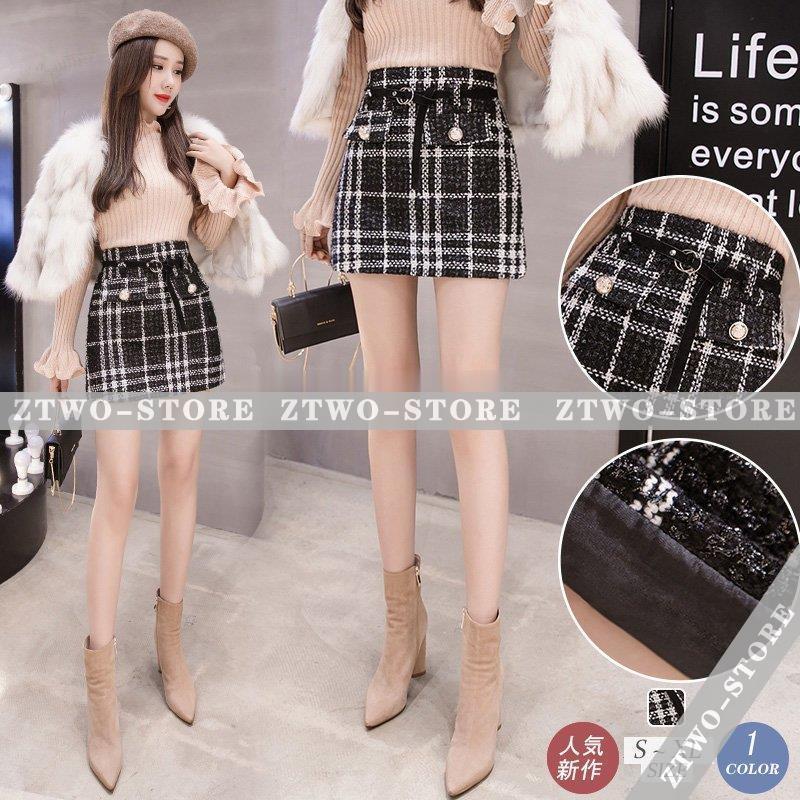 ミニスカート レディース タイトスカート ハイウエスト レトロ 秋