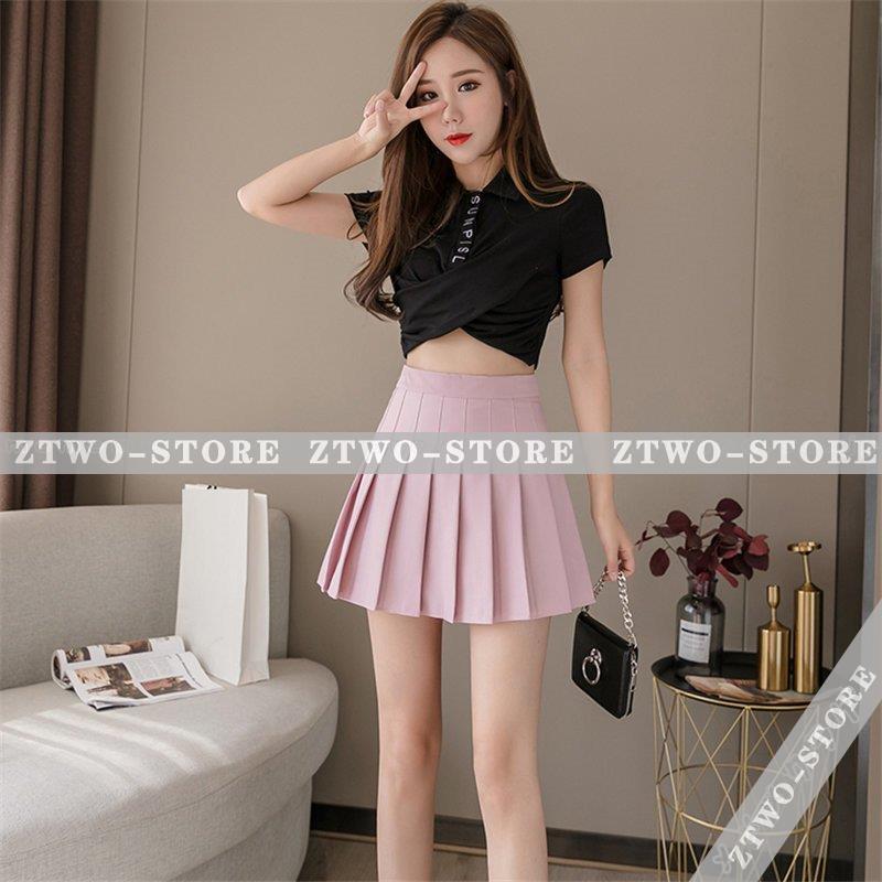 ブラック✖︎ピンクのプリーツミニスカート プリーツスカート ミニスカート 夏 ハイウエスト ショット丈 ミニ丈