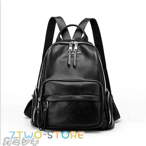   Jeans ブラックバックパック レザー 革 ブラック 本革 牛革 リュック リュックサックディース バックパック デイパック
