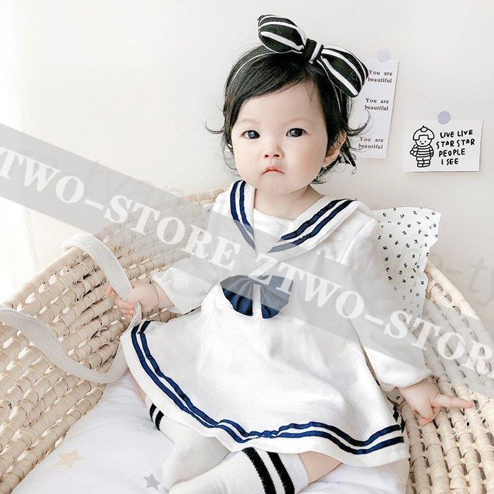 ベビー服ロンパース 女の子 新生児 赤ちゃん 綿 出産祝い誕生日 シンプル ホワイト ワンピース風 柔らかい おしゃれ かわいい 長袖 セーラ風 オールインワン春秋 | ブランド登録なし | 01
