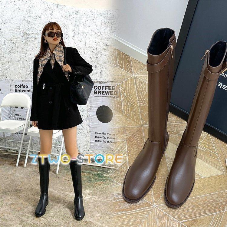 レザー本革MANAマナ ニーハイエンジニアロングブーツウェッジヒール36ブラウン BOOTS