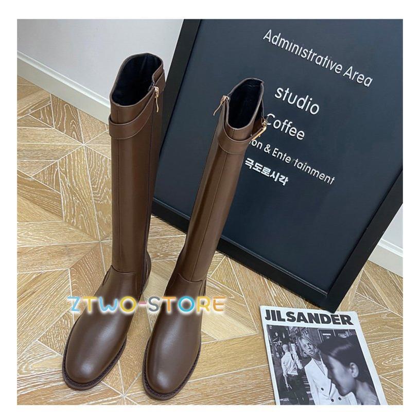 レザー本革MANAマナ ニーハイエンジニアロングブーツウェッジヒール36ブラウン BOOTS