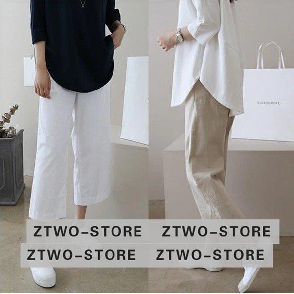 リネンワイドパンツ 綿麻混 麻混 9分丈 ワイドパンツ ガウチョ