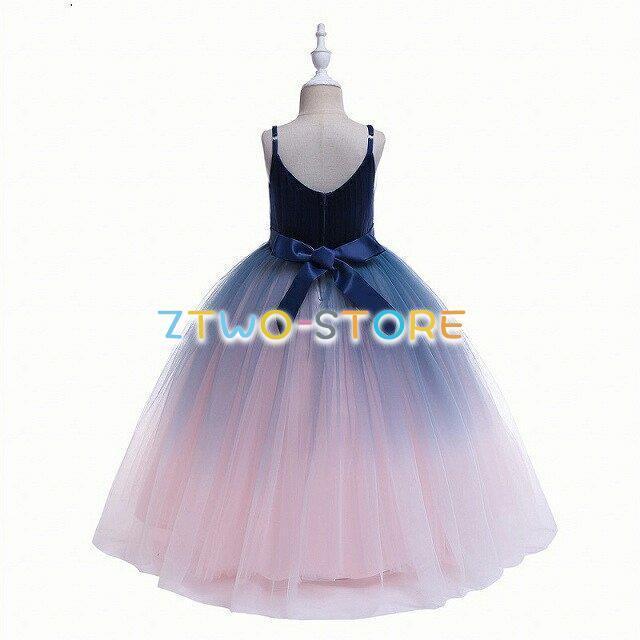 子供ドレス　女の子ドレス　子供フォーマルドレス　フラワーガール　ブルー　女の子ロングドレス　プリンセスドレス　ピアノ発表会ドレス　入園式　七五三祝い　 | ブランド登録なし | 04
