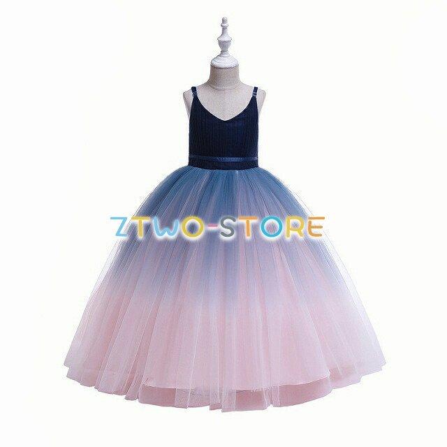 子供ドレス　女の子ドレス　子供フォーマルドレス　フラワーガール　ブルー　女の子ロングドレス　プリンセスドレス　ピアノ発表会ドレス　入園式　七五三祝い　 | ブランド登録なし | 07