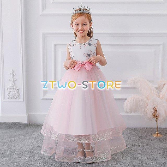 子供ドレス　女の子ドレス　子供フォーマルドレス　フラワガール　ネイビー　ゴールド　　女の子花ロングドレス　ピアノ発表会　プリンセスドレス　結婚式ドレス | ブランド登録なし