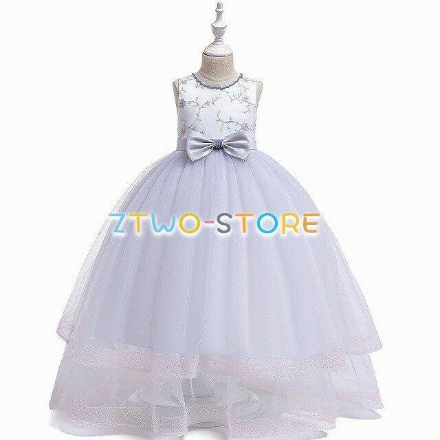 子供ドレス　女の子ドレス　子供フォーマルドレス　フラワガール　ネイビー　ゴールド　　女の子花ロングドレス　ピアノ発表会　プリンセスドレス　結婚式ドレス | ブランド登録なし | 10