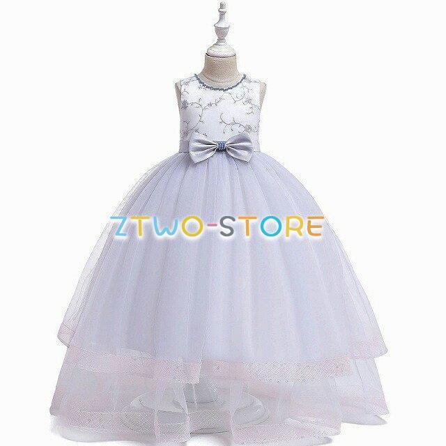 子供ドレス　女の子ドレス　子供フォーマルドレス　フラワガール　ネイビー　ゴールド　　女の子花ロングドレス　ピアノ発表会　プリンセスドレス　結婚式ドレス | ブランド登録なし | 02