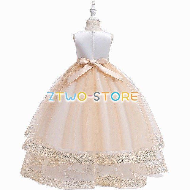 子供ドレス　女の子ドレス　子供フォーマルドレス　フラワガール　ネイビー　ゴールド　　女の子花ロングドレス　ピアノ発表会　プリンセスドレス　結婚式ドレス | ブランド登録なし | 05