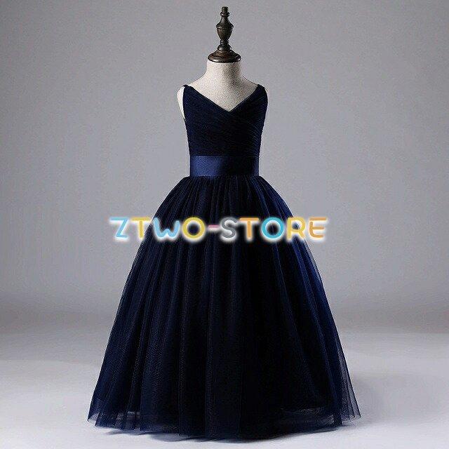 子供ドレス　ピアノ発表会　子供フォーマルドレス　フラワーガール　ネイビー　女の子花ドレス　プリンセスドレス　入学式　お誕生会　結婚式ドレス　キッズドレ | ブランド登録なし | 04