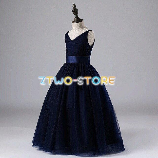 子供ドレス　ピアノ発表会　子供フォーマルドレス　フラワーガール　ネイビー　女の子花ドレス　プリンセスドレス　入学式　お誕生会　結婚式ドレス　キッズドレ | ブランド登録なし | 05