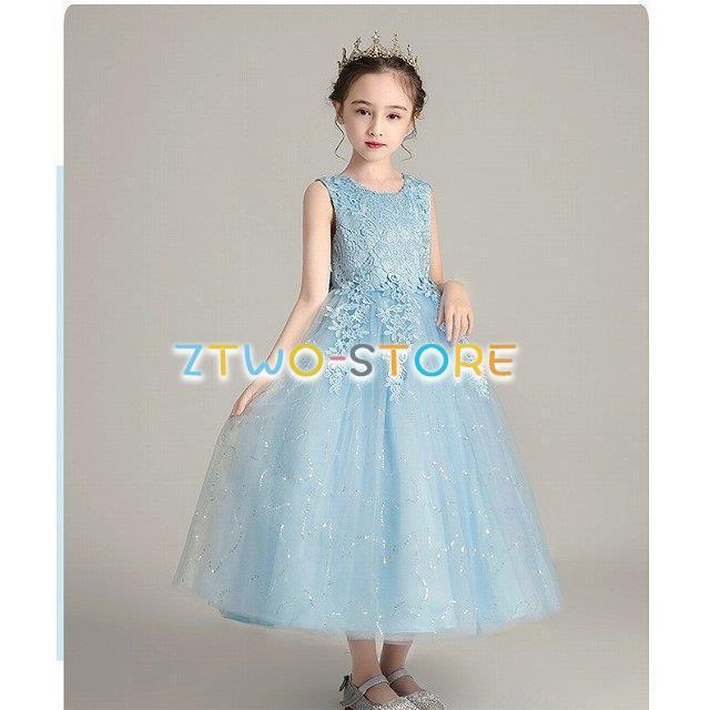 子供ドレス　女の子ドレス　ピアノ発表会　子供フォーマルドレス　　ライトブルー　ホワイト　女の花子ドレス　フラワガール　プリンセスドレス　入園式　結婚式 | ブランド登録なし | 06