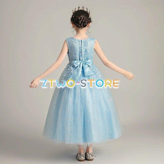 子供ドレス　女の子ドレス　ピアノ発表会　子供フォーマルドレス　　ライトブルー　ホワイト　女の花子ドレス　フラワガール　プリンセスドレス　入園式　結婚式 | ブランド登録なし | 07