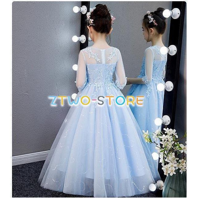 子供ドレス　ピアノ発表会ドレス　子供フォーマルドレス　フラワーガール　ホワイト　ピンク　ライトブルー 女の子花ドレス　プリンセスドレス　入学式　お誕生 | ブランド登録なし | 02