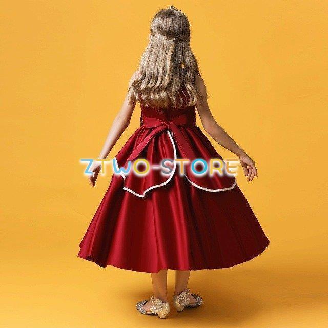 子供ドレス　ピアノ発表会ドレス　子供フォーマルドレス　フラワーガール　レッド　ネイビー　ダークピンク 女の子ドレス　プリンセスドレス　お誕生会　演奏会 | ブランド登録なし | 01
