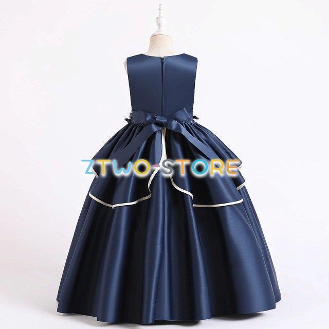 子供ドレス　ピアノ発表会ドレス　子供フォーマルドレス　フラワーガール　レッド　ネイビー　ダークピンク 女の子ドレス　プリンセスドレス　お誕生会　演奏会 | ブランド登録なし | 03