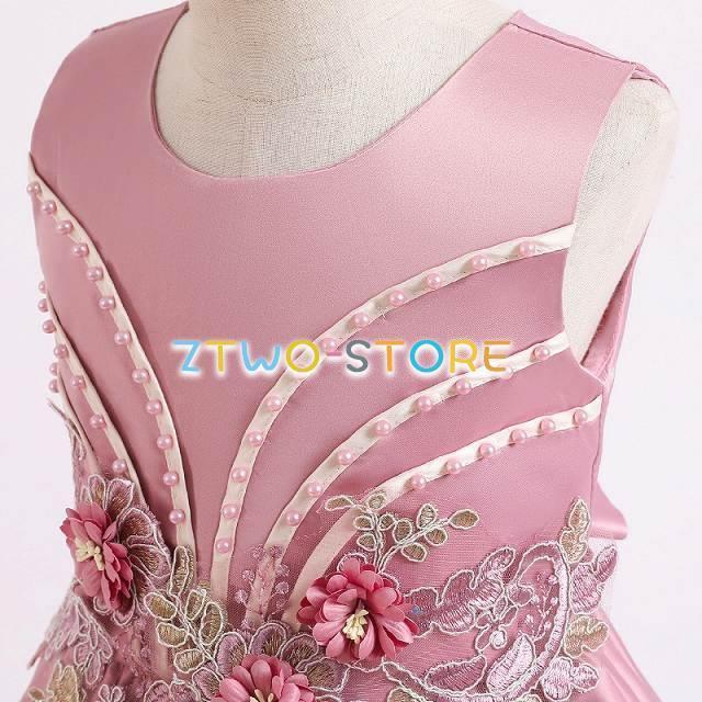 子供ドレス　ピアノ発表会ドレス　子供フォーマルドレス　フラワーガール　レッド　ネイビー　ダークピンク 女の子ドレス　プリンセスドレス　お誕生会　演奏会 | ブランド登録なし | 07
