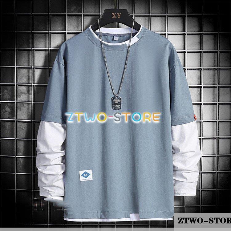 PEOPLESTYLE フェイクレイヤードＴシャツ 長袖 ロゴ ロンＴ 通気 improves tシャツ ハーフジップ フェイクレイヤード ロンT