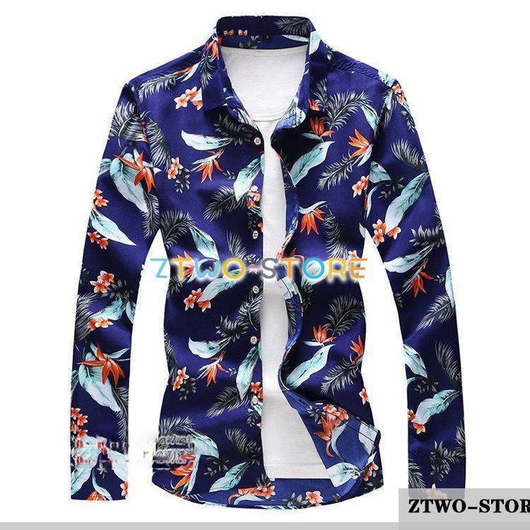 希少 NEAT ALOHA アロハシャツ 長袖 総柄 花柄 メンズ L ネイビー 希少 NEAT ALOHA アロハシャツ 長袖 総柄 花柄 メンズ L