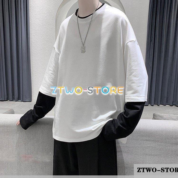 ロンt メンズ 長袖 ロングtシャツ 重ね着風 ティーシャツ メンズtシャツ カットソー 切替 インナー 秋物 Ztwo18 Nsy294 Z2ストア 通販 Yahoo ショッピング