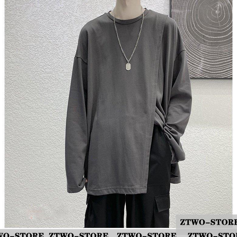 値下げ　ダークグレー 長袖 Tシャツ カジュアル ロンT メンズ 長袖Tシャツ カットソー ロングTシャツ 無地