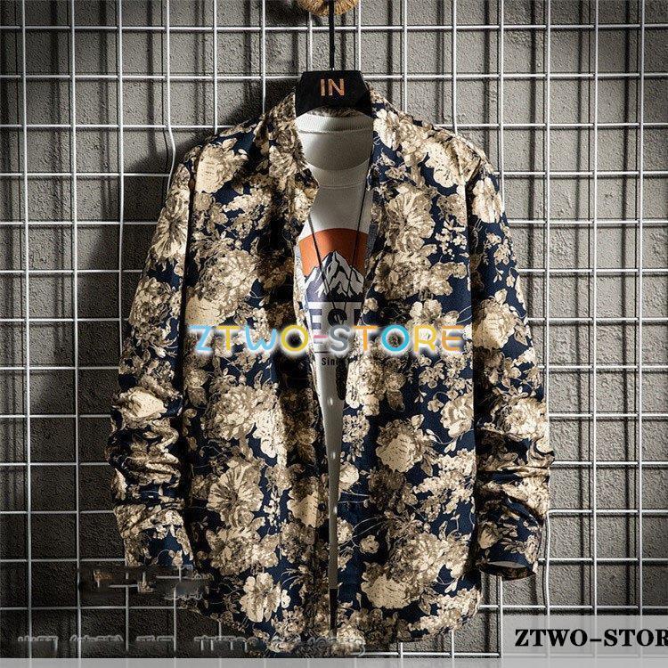 アロハシャツ メンズ 秋服 長袖シャツ トップス 花柄 カジュアル