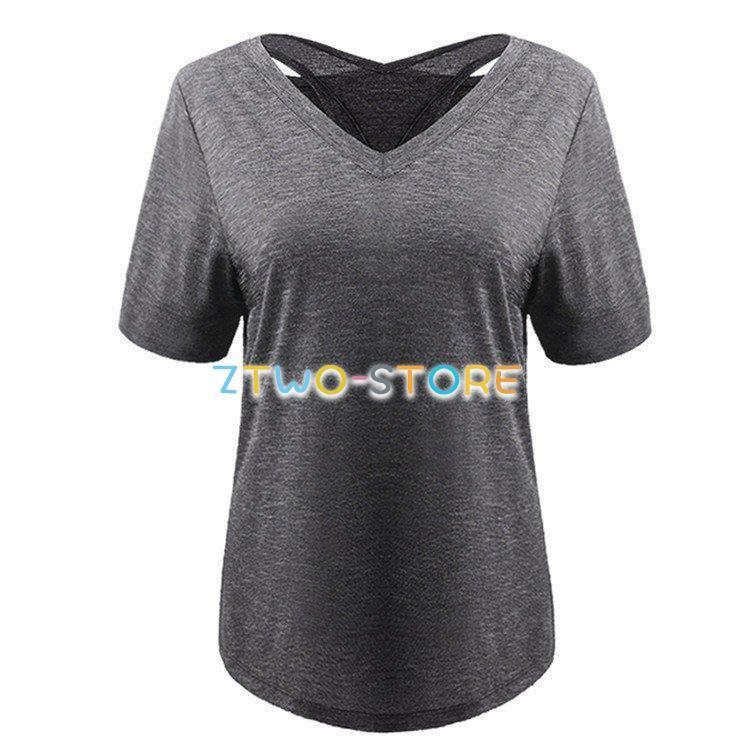 ヨガウェア トップス 半袖 Tシャツ レディース バッククロス 透かし感