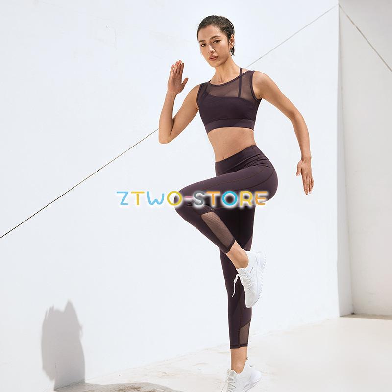 lulu lemon ★ キャミブラ&レギンスセットアップ ヨガ ピラティス 黒 Lee.che ヨガウェア トップス ブラトップ カップ付き タンク