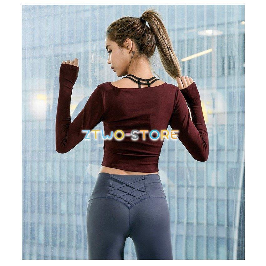 ヨガウェア トップス 長袖ショート丈Tシャツ ヨガウエア