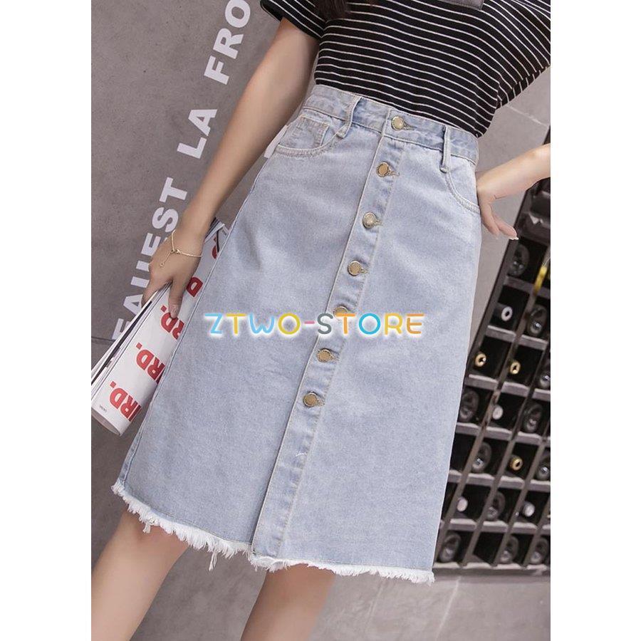 デニムスカート レディース スカート 膝丈 着痩せ Aライン