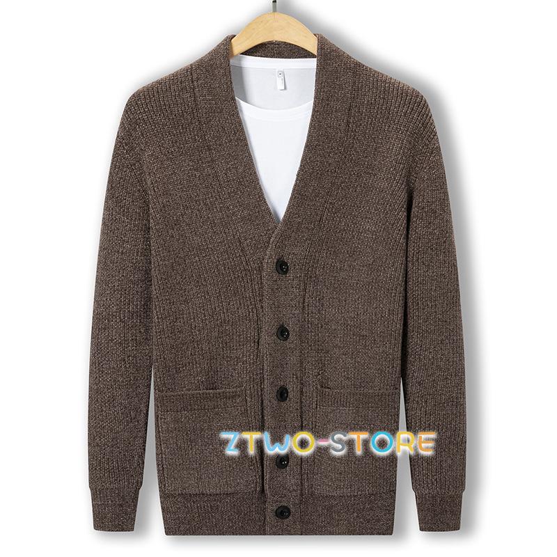 カーディガン メンズ ニット セーター Vネック クルーネック 大きい