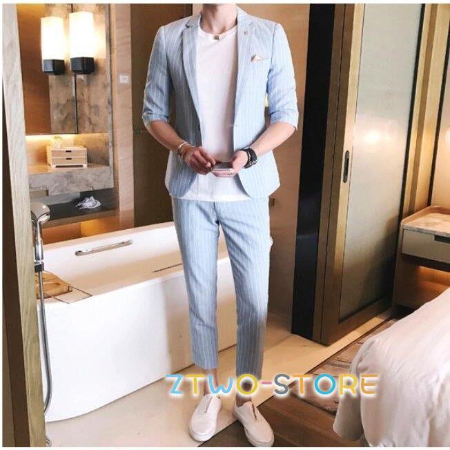 セットアップ メンズ カジュアルスーツ スーツ ジャケット 上下セット スリムスーツ 結婚式 ライトブルー グレー 春 春服 Ztwo1223 Ntz117 Z2ストア 通販 Yahoo ショッピング