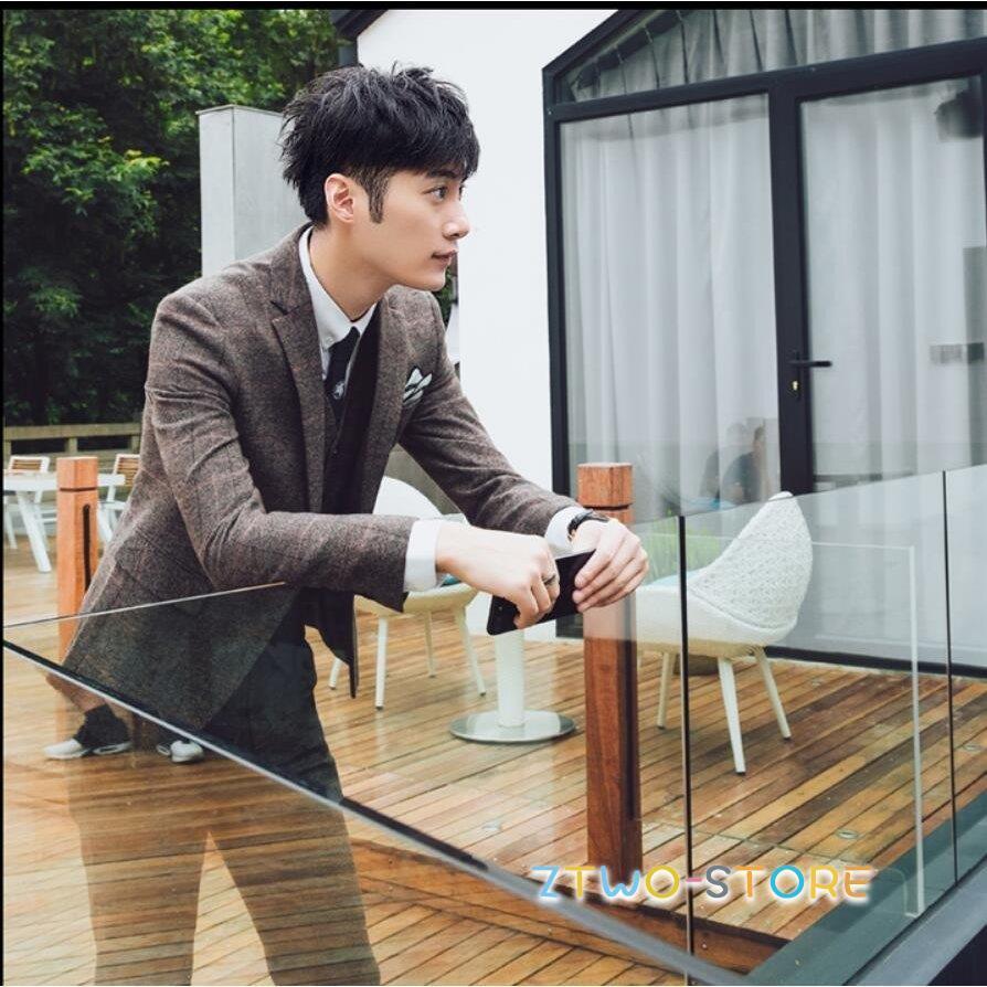 秋春新作 メンズ ビジネススーツ 結婚式 3点セット スリムカジュアル