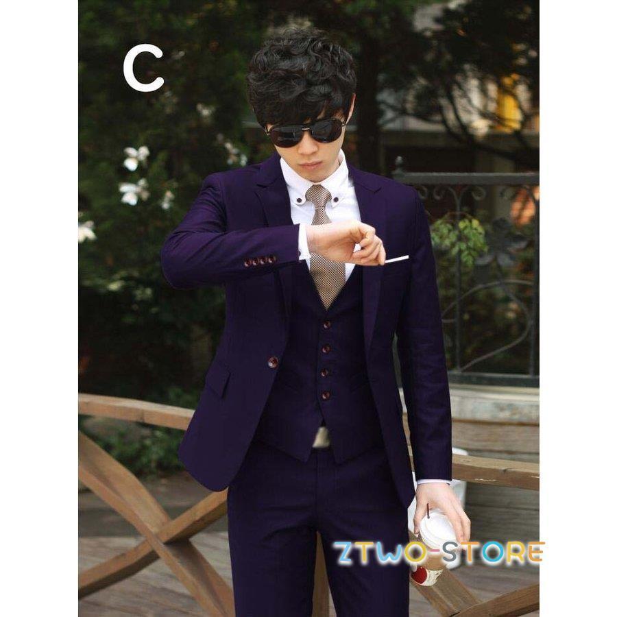 メンズスーツ ビジネススーツ 3ピーススーツ スリム 一つボタン 二つ