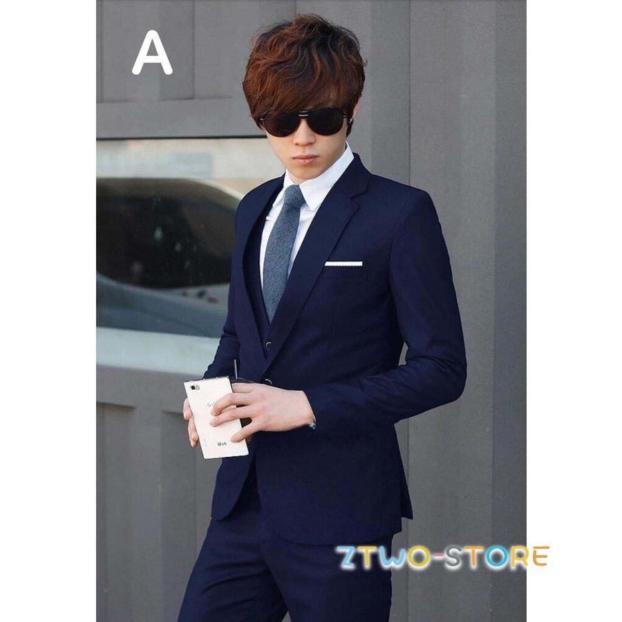 メンズスーツ ビジネススーツ 3ピーススーツ スリム 一つボタン 二つ