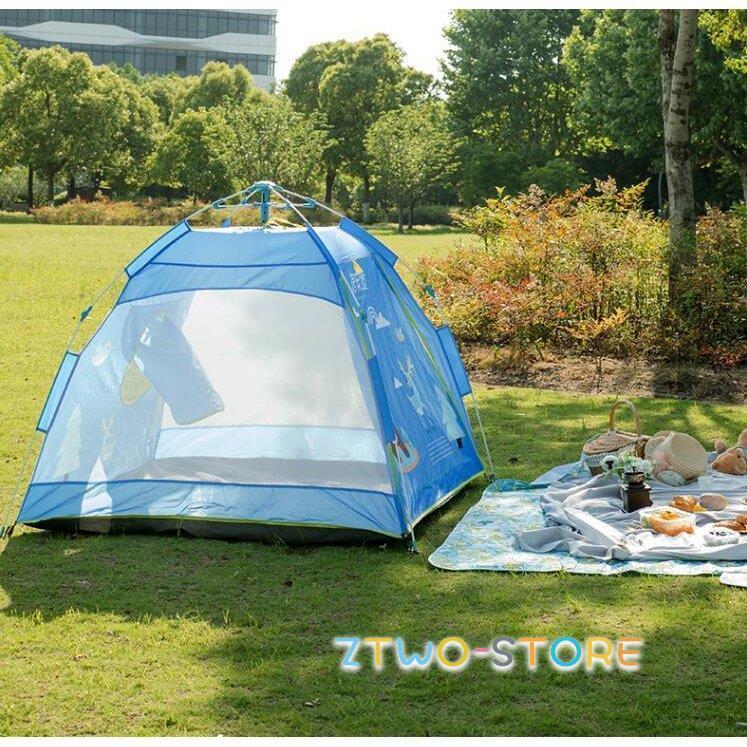 簡単組立♪ ワンタッチ テント キャンプ 2-3人用 ブルー 075 N88 2色