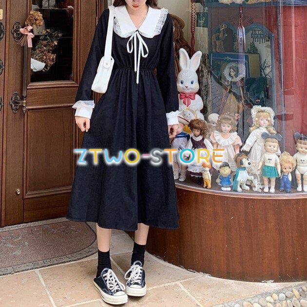 2色有り レディース ワンピース 長袖 ロング丈 Aライン カラードレス