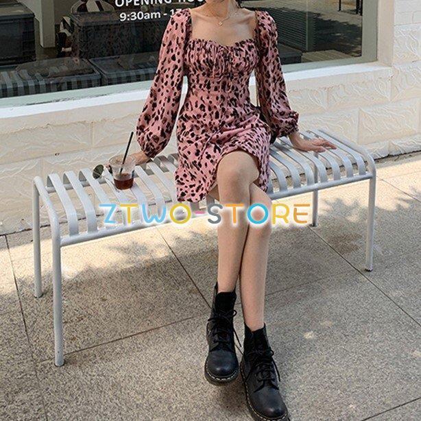 レディース ワンピース 長袖 ショート丈 シフォンドレス