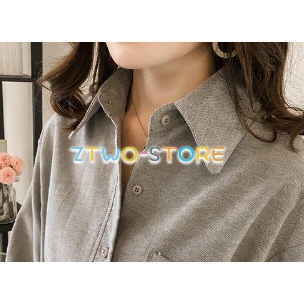 2色有り レディース ブラウス 長袖 シャツ ポロ襟 襟付き ボタン