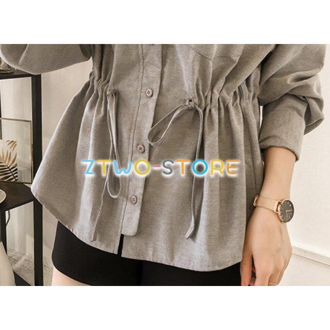 2色有り レディース ブラウス 長袖 シャツ ポロ襟 襟付き ボタン